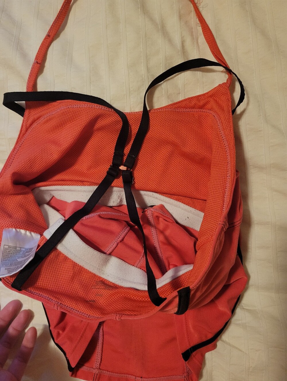 Vintage Nike Pink Coral Racerback Halter Tank Top With Black Corset Details - S - Picture 3 of 5